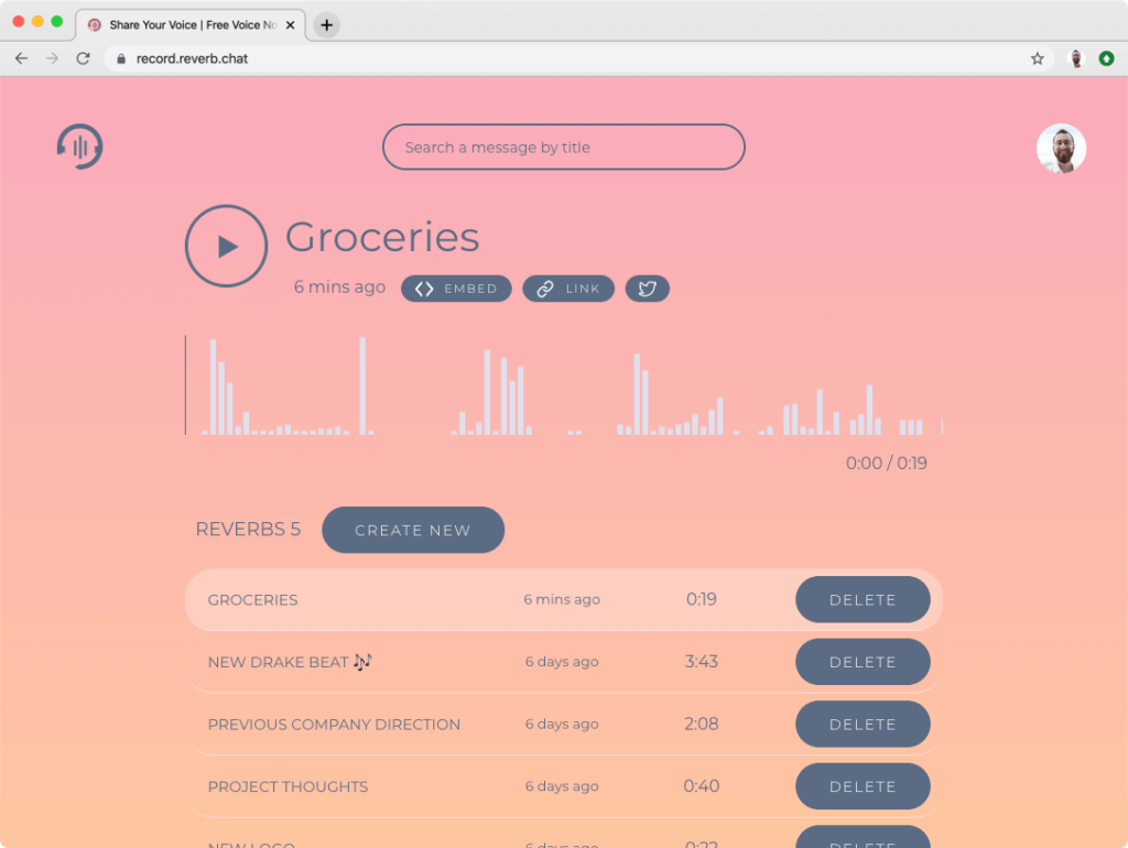 Save recordings so you can go back to them, retitle them, and delete them