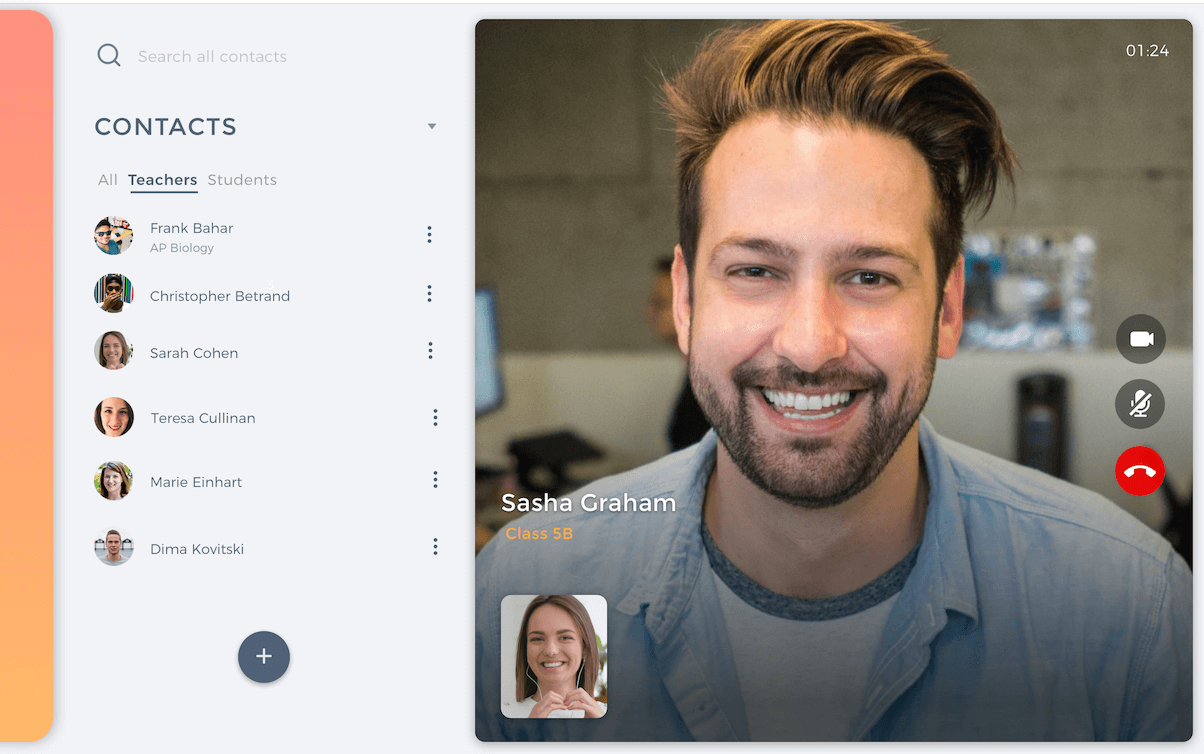 Video chat between a teacher and student